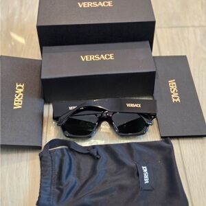 Versace VE4492U  Unisex Square Sunglasses 53MM Shiny black & gold comes with COA